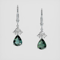 <span>3.44</span> <span class="tooltip-light">Ct.Tw.<span class="tooltiptext">Total Carat Weight</span></span> Bluish Green Sapphire Earrings, 14K White Gold 1