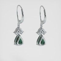 <span>3.44</span>&nbsp;<span class="tooltip-light">Ct.Tw.<span class="tooltiptext">Total Carat Weight</span></span> Bluish Green Sapphire Earrings, 14K White Gold 4