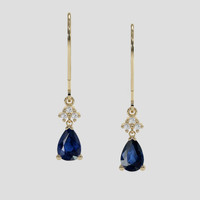 <span>1.16</span> <span class="tooltip-light">Ct.Tw.<span class="tooltiptext">Total Carat Weight</span></span> Blue Sapphire Earrings, 14K Yellow Gold 1