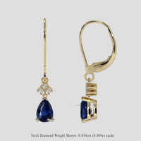 <span>1.16</span> <span class="tooltip-light">Ct.Tw.<span class="tooltiptext">Total Carat Weight</span></span> Blue Sapphire Earrings, 14K Yellow Gold 2