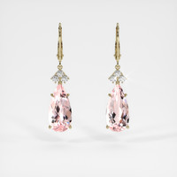 <span>10.88</span>&nbsp;<span class="tooltip-light">Ct.Tw.<span class="tooltiptext">Total Carat Weight</span></span> Peach Morganite Earrings, 14K Yellow Gold 1