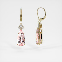 <span>10.88</span> <span class="tooltip-light">Ct.Tw.<span class="tooltiptext">Total Carat Weight</span></span> Peach Morganite Earrings, 14K Yellow Gold 2