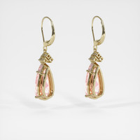 <span>10.88</span> <span class="tooltip-light">Ct.Tw.<span class="tooltiptext">Total Carat Weight</span></span> Peach Morganite Earrings, 14K Yellow Gold 4