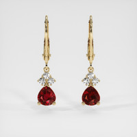 2.20 Ct.Tw. Ruby Earrings, 14K Yellow Gold 1