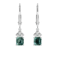 2.08 Ct.Tw. Bluish Green Sapphire Earrings, 14K White Gold 1