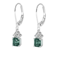 2.08 Ct.Tw. Bluish Green Sapphire Earrings, 14K White Gold 3