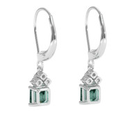 2.08 Ct.Tw. Bluish Green Sapphire Earrings, 14K White Gold 4