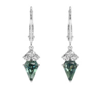 2.58 Ct.Tw. Bluish Green Sapphire Earrings, 14K White Gold 1
