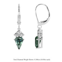 2.58 Ct.Tw. Bluish Green Sapphire Earrings, 14K White Gold 2