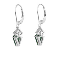 2.58 Ct.Tw. Bluish Green Sapphire Earrings, 14K White Gold 4