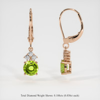 <span>1.92</span> <span class="tooltip-light">Ct.Tw.<span class="tooltiptext">Total Carat Weight</span></span> Green (Lime Green) Peridot Earrings, 14K Rose Gold 2