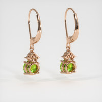 <span>1.92</span> <span class="tooltip-light">Ct.Tw.<span class="tooltiptext">Total Carat Weight</span></span> Green (Lime Green) Peridot Earrings, 14K Rose Gold 4