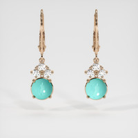 <span>1.90</span> <span class="tooltip-light">Ct.Tw.<span class="tooltiptext">Total Carat Weight</span></span> Greenish Blue Turquoise Earrings, 14K Rose Gold 1