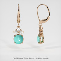 <span>1.90</span> <span class="tooltip-light">Ct.Tw.<span class="tooltiptext">Total Carat Weight</span></span> Greenish Blue Turquoise Earrings, 14K Rose Gold 2