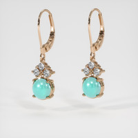 <span>1.90</span> <span class="tooltip-light">Ct.Tw.<span class="tooltiptext">Total Carat Weight</span></span> Greenish Blue Turquoise Earrings, 14K Rose Gold 3