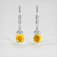 <span>2.13</span> <span class="tooltip-light">Ct.Tw.<span class="tooltiptext">Total Carat Weight</span></span> Yellow Sapphire Earrings, 14K White Gold 1
