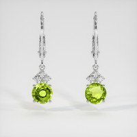 <span>1.92</span> <span class="tooltip-light">Ct.Tw.<span class="tooltiptext">Total Carat Weight</span></span> Green Peridot Earrings, 14K White Gold 1