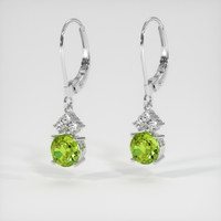 <span>1.92</span> <span class="tooltip-light">Ct.Tw.<span class="tooltiptext">Total Carat Weight</span></span> Green Peridot Earrings, 14K White Gold 3