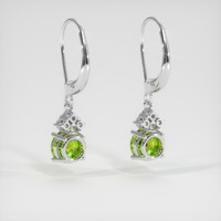 <span>1.92</span> <span class="tooltip-light">Ct.Tw.<span class="tooltiptext">Total Carat Weight</span></span> Green Peridot Earrings, 14K White Gold 4