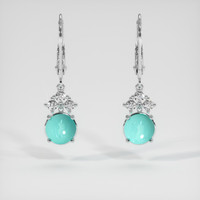 <span>1.90</span> <span class="tooltip-light">Ct.Tw.<span class="tooltiptext">Total Carat Weight</span></span> Greenish Blue Turquoise Earrings, 14K White Gold 1