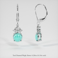 <span>1.90</span> <span class="tooltip-light">Ct.Tw.<span class="tooltiptext">Total Carat Weight</span></span> Greenish Blue Turquoise Earrings, 14K White Gold 2