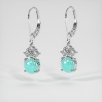 <span>1.90</span> <span class="tooltip-light">Ct.Tw.<span class="tooltiptext">Total Carat Weight</span></span> Greenish Blue Turquoise Earrings, 14K White Gold 3
