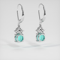 <span>1.90</span> <span class="tooltip-light">Ct.Tw.<span class="tooltiptext">Total Carat Weight</span></span> Greenish Blue Turquoise Earrings, 14K White Gold 4