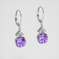 <span>4.29</span> <span class="tooltip-light">Ct.Tw.<span class="tooltiptext">Total Carat Weight</span></span> Purple Amethyst Earrings, 14K White Gold 3