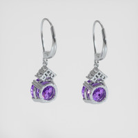 <span>4.29</span> <span class="tooltip-light">Ct.Tw.<span class="tooltiptext">Total Carat Weight</span></span> Purple Amethyst Earrings, 14K White Gold 4