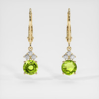 <span>1.92</span> <span class="tooltip-light">Ct.Tw.<span class="tooltiptext">Total Carat Weight</span></span> Green Peridot Earrings, 14K Yellow Gold 1