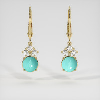<span>1.90</span> <span class="tooltip-light">Ct.Tw.<span class="tooltiptext">Total Carat Weight</span></span> Greenish Blue Turquoise Earrings, 14K Yellow Gold 1