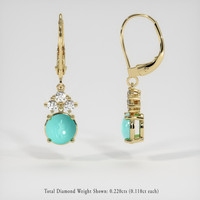 <span>1.90</span> <span class="tooltip-light">Ct.Tw.<span class="tooltiptext">Total Carat Weight</span></span> Greenish Blue Turquoise Earrings, 14K Yellow Gold 2
