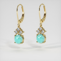 <span>1.90</span> <span class="tooltip-light">Ct.Tw.<span class="tooltiptext">Total Carat Weight</span></span> Greenish Blue Turquoise Earrings, 14K Yellow Gold 3