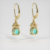 <span>1.90</span> <span class="tooltip-light">Ct.Tw.<span class="tooltiptext">Total Carat Weight</span></span> Greenish Blue Turquoise Earrings, 14K Yellow Gold 4