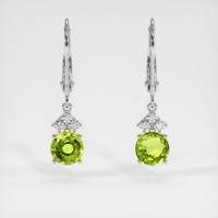 <span>1.92</span> <span class="tooltip-light">Ct.Tw.<span class="tooltiptext">Total Carat Weight</span></span> Green Peridot Earrings, 14K Yellow & White 1