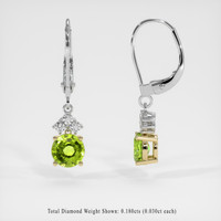 <span>1.92</span> <span class="tooltip-light">Ct.Tw.<span class="tooltiptext">Total Carat Weight</span></span> Green Peridot Earrings, 14K Yellow & White 2