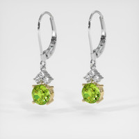 <span>1.92</span> <span class="tooltip-light">Ct.Tw.<span class="tooltiptext">Total Carat Weight</span></span> Green Peridot Earrings, 14K Yellow & White 3