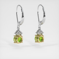 <span>1.92</span> <span class="tooltip-light">Ct.Tw.<span class="tooltiptext">Total Carat Weight</span></span> Green Peridot Earrings, 14K Yellow & White 4