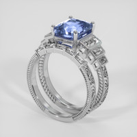 3.54 Ct. Blue Sapphire Ring, 14K White Gold 2