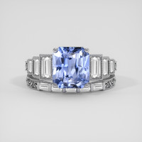 3.54 Ct. Blue Sapphire Ring, 18K White Gold 1