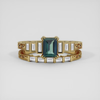 1.05 Ct. Bluish Green Sapphire Ring, 10K Yellow Gold 1