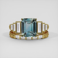 2.69 Ct. Bluish Green Sapphire Ring, 18K Yellow Gold 1