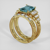 2.69 Ct. Bluish Green Sapphire Ring, 18K Yellow Gold 2