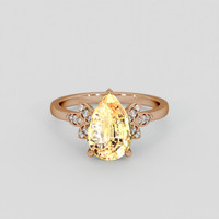 1.77 Ct. Yellow Sapphire Ring, 18K Rose Gold 1