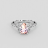 2.14 Ct. Peach Sapphire Ring, 14K White Gold 1