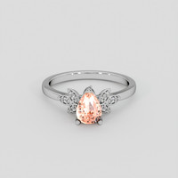 1.00 Ct. Padparadscha Sapphire Ring, 14K White Gold 1