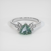 1.05 Ct. Greenish Blue Sapphire Ring, 14K White Gold 1