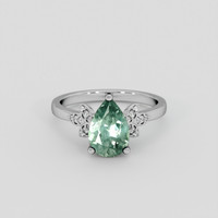 1.92 Ct. Bluish Green Sapphire Ring, 18K White Gold 1