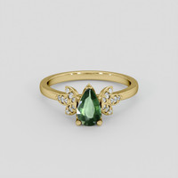 0.71 Ct. Green Sapphire Ring, 10K Yellow Gold 1