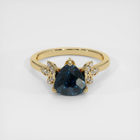 2.69 Ct. Greenish Blue Sapphire Ring, 14K Yellow Gold 1